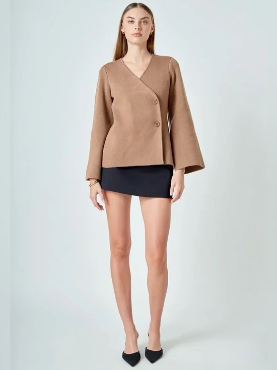 ENDLESS ROSE Wrap Sweater Cardigan in Color Mousse - Picture 3 of 9